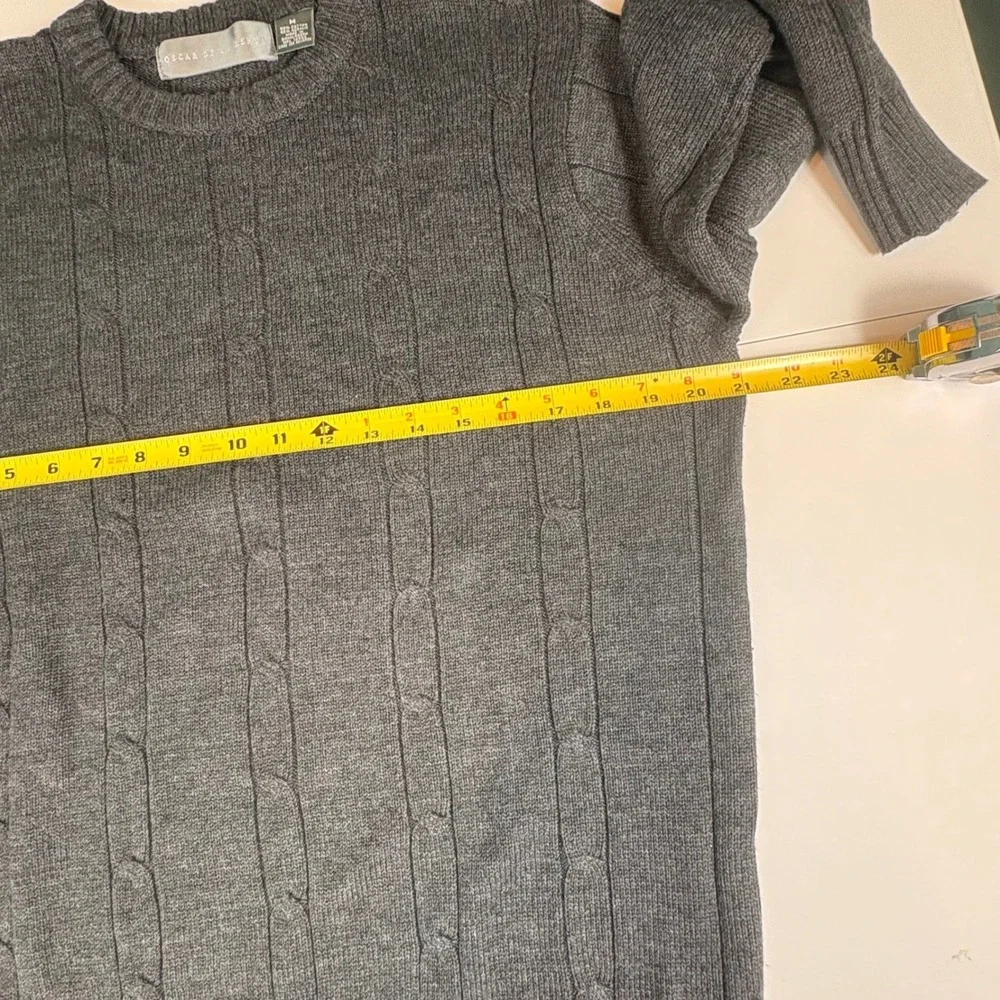 Oscar de la Renta Gray Cable‎ Knit Sweater Mens Medium Luxury Cotton